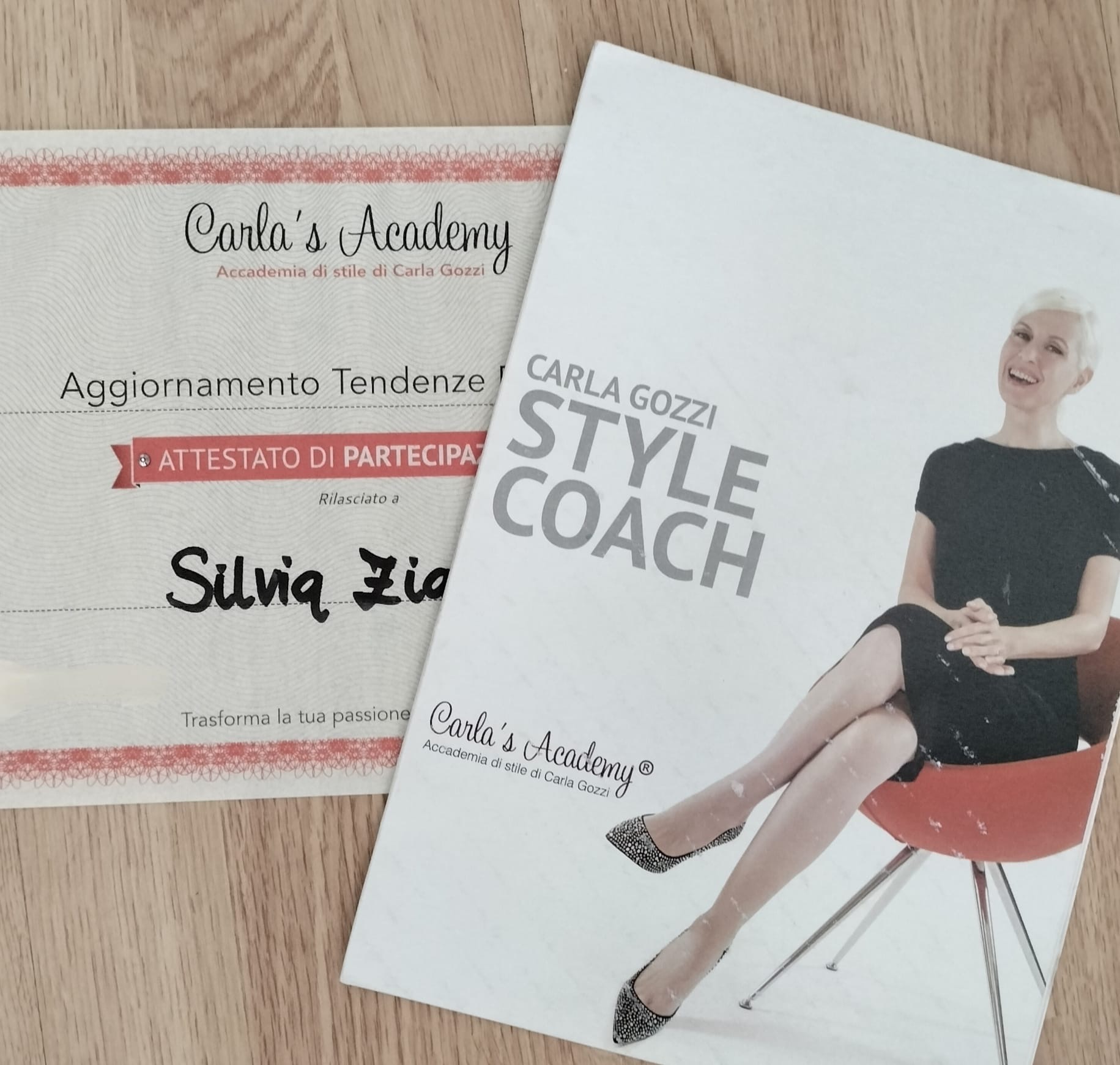 Attestato di partecipazione al corso di aggiornamento tendenze della Carla’s Academy